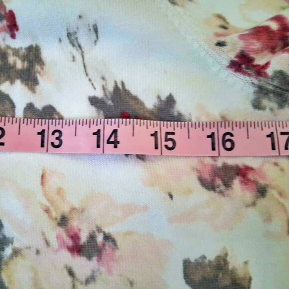 Lands’ End 100% Supima Floral Button-Front Women's Cardigan Sweater | Size XS - Picture 5 of 6